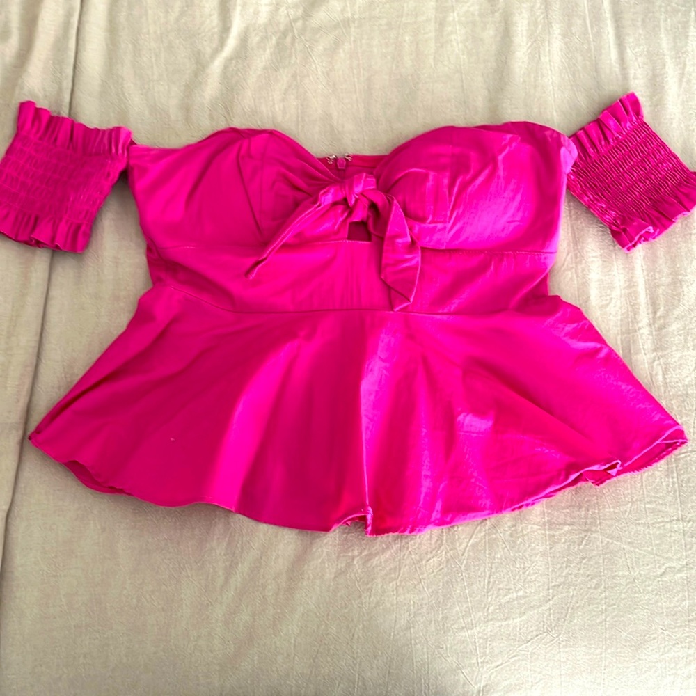 Socialite Hot Pink Peplum Blouse